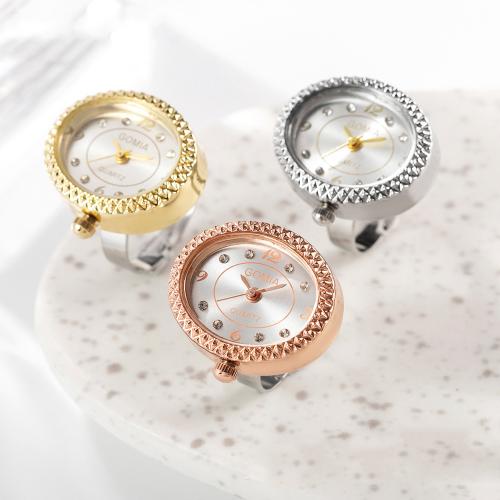 цинковый сплав Часы-кольцо, с пластик, Овальная форма, Другое покрытие, регулируемый & Женский & со стразами, Много цветов для выбора, 20mm, размер:5-8, продается PC