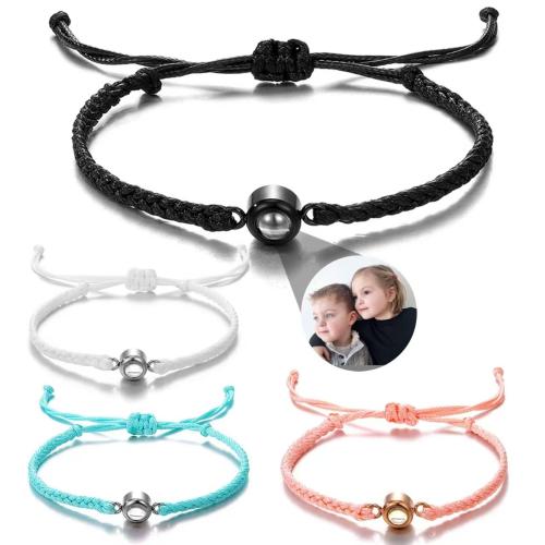 Acier inoxydable 304 Miniature Projection Bracelet, avec cordon de polyester, Placage, unisexe & tressé & styles différents pour le choix Environ 6-10 pouce, Vendu par PC