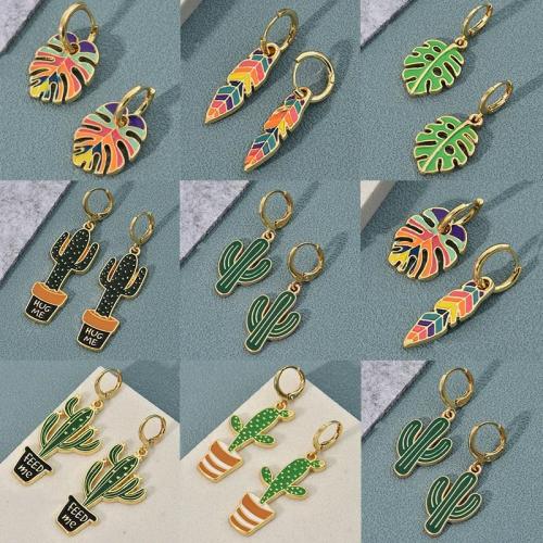 Zinc Alloy Drop Earring, plated, fashion jewelry & enamel nickel, lead & cadmium free 