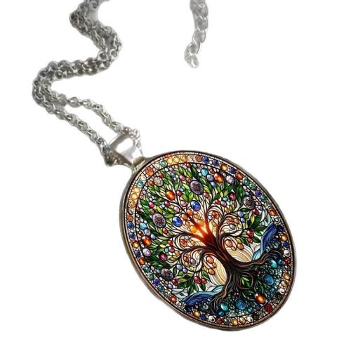 Glass Zinc Alloy Necklace, with Glass, plated, fashion jewelry nickel, lead & cadmium free 