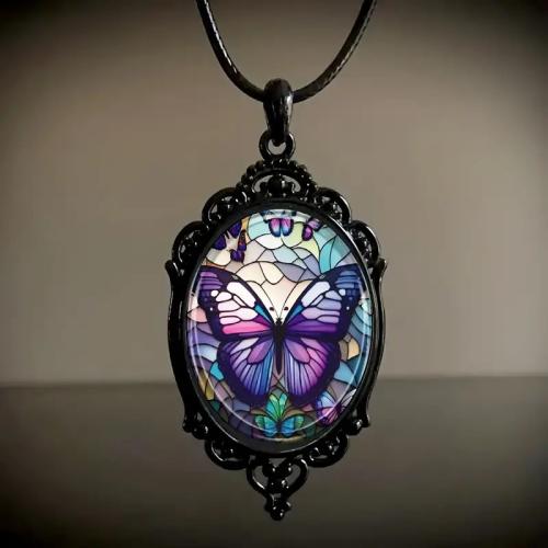 Collier en verre en alliage de zinc, avec verre, Placage, bijoux de mode, plus de couleurs à choisir, protéger l'environnement, sans nickel, plomb et cadmium, Vendu par PC[