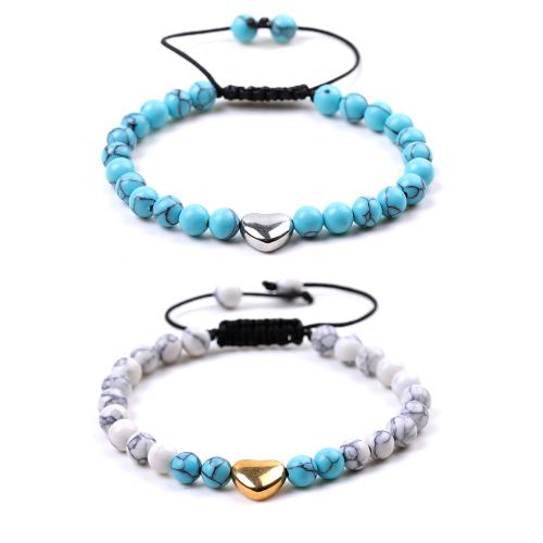 turquoise synthétique bracelet, avec Cordon de noeud & alliage de zinc, fait à la main, bijoux de mode & différents matériaux pour le choix & unisexe, Vendu par PC