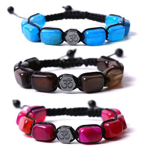 Agate bracelet, avec Cordon de noeud & Hématite, fait à la main, bijoux de mode & unisexe, plus de couleurs à choisir, Vendu par PC