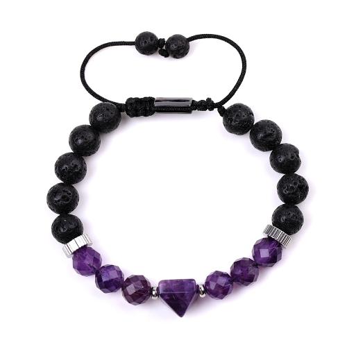 pierre gemme bracelet, avec Cordon de noeud & Acier inoxydable 304, fait à la main, bijoux de mode & différents matériaux pour le choix & unisexe, Vendu par PC