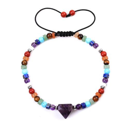 pierre gemme bracelet, avec Cordon de noeud & Acier inoxydable 304, fait à la main, bijoux de mode & différents matériaux pour le choix & unisexe, Vendu par PC