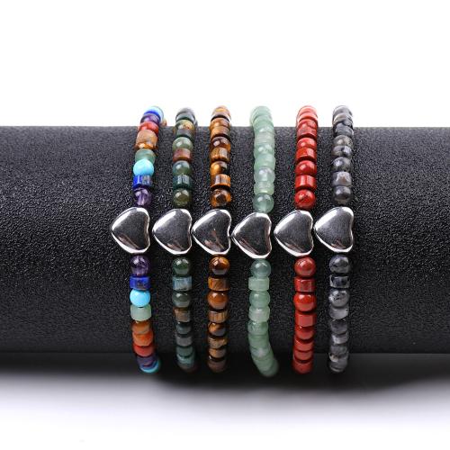 pierre gemme bracelet, avec Cordon de noeud & Acier inoxydable 304, fait à la main, bijoux de mode & différents matériaux pour le choix & unisexe, Vendu par PC