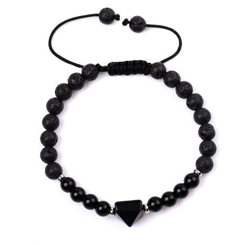 pierre gemme bracelet, avec Cordon de noeud & lave volcanique & Acier inoxydable 304, fait à la main, bijoux de mode & différents matériaux pour le choix & unisexe, Vendu par PC