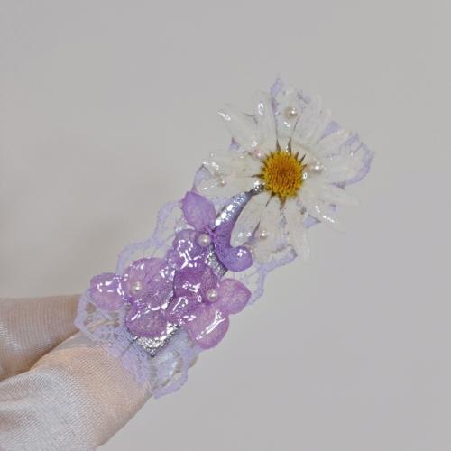 alliage de zinc Clip bec, avec Plastique ABS perle & Fleurs séchées, bijoux de mode & pour femme & autocollant époxyde, 60mm, Vendu par PC