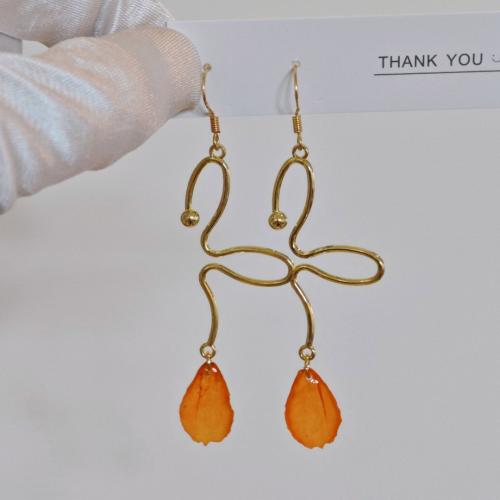 Zinc Alloy Drop Earring, with Resin, fashion jewelry & for woman 