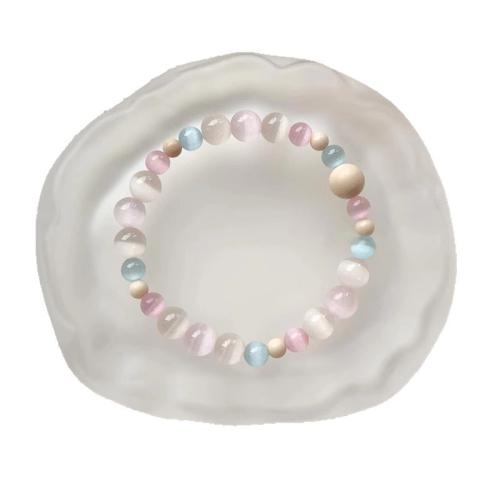 Bracelets en pierres précieuses, Oeil de chat, avec Pierre naturelle, fait à la main, bijoux de mode & pour femme Environ 17.8 cm, Vendu par PC