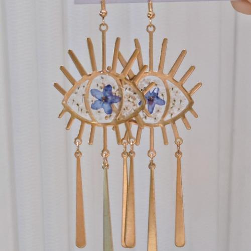 Латунь Сережка, с Сухих цветов, ювелирные изделия моды & Женский & Эпоксидная стикер продается Пара