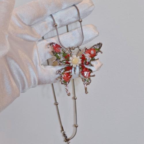 ステンレス鋼のジュエリーネックレス, ステンレス, とともに ドライフラワー & 樹脂 & 亜鉛合金, とともに 5cm エクステンダチェーン, 蝶, ファッションジュエリー & 女性用 & エポキシステッカー, 長さ:約 45 センチ, 売り手 パソコン