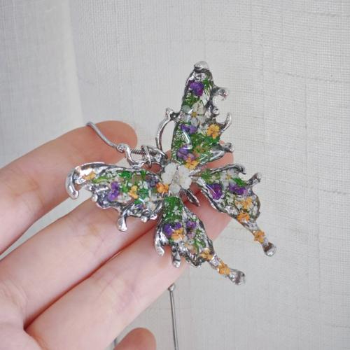 ステンレス鋼のジュエリーネックレス, ステンレス, とともに ドライフラワー & 樹脂 & 亜鉛合金, とともに 5cm エクステンダチェーン, 蝶, ファッションジュエリー & 女性用 & エポキシステッカー, 長さ:約 45 センチ, 売り手 パソコン