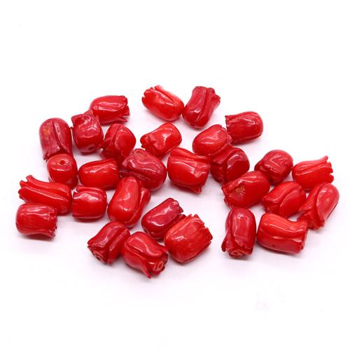 corail naturel goutte, fleur, DIY, rouge Vendu par brin[