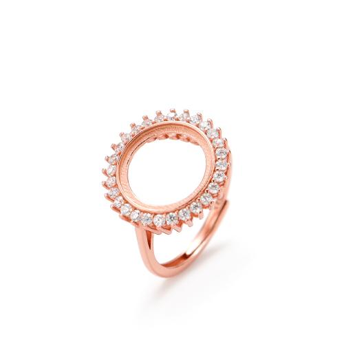 Sterling Silver Bezel Ring Base, 925 Sterling Silver, gold color plated, DIY & micro pave cubic zirconia 12mm [