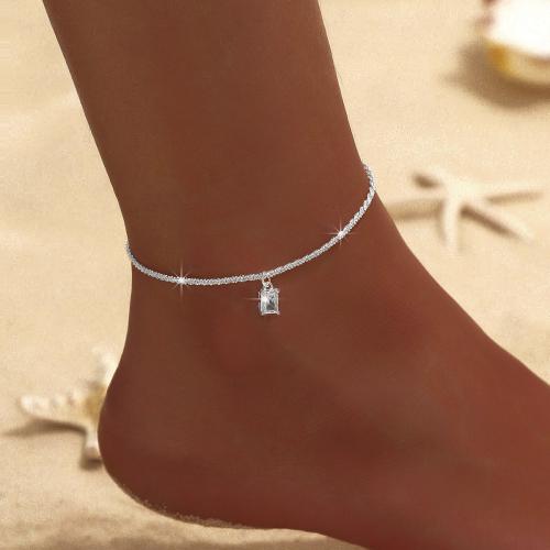 Brass Anklet, with Iron & Zinc Alloy, plated & for woman Approx 8-13 Inch 