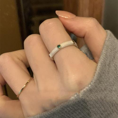 laiton bague, Placage de couleur d'or, 2 pièces & pavé de micro zircon & pour femme & émail Vendu par fixé