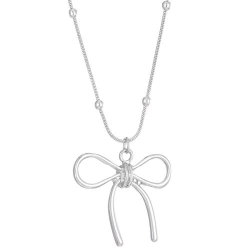 alliage de zinc collier, avec cuir PU & perle de plastique, Noeud papillon, Placage, styles différents pour le choix & pour femme Environ 16-20 pouce, Vendu par PC