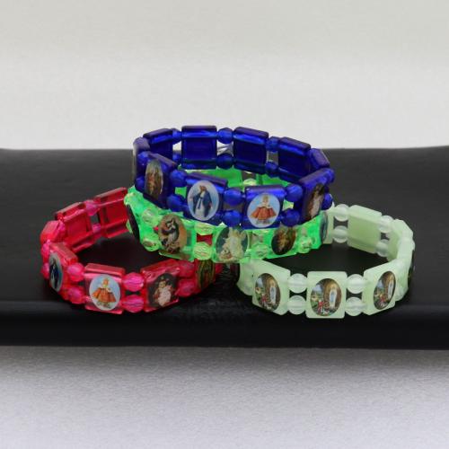 PVC Plastic Bracelet, with Elastic Thread, fashion jewelry & Unisex & decal cm 