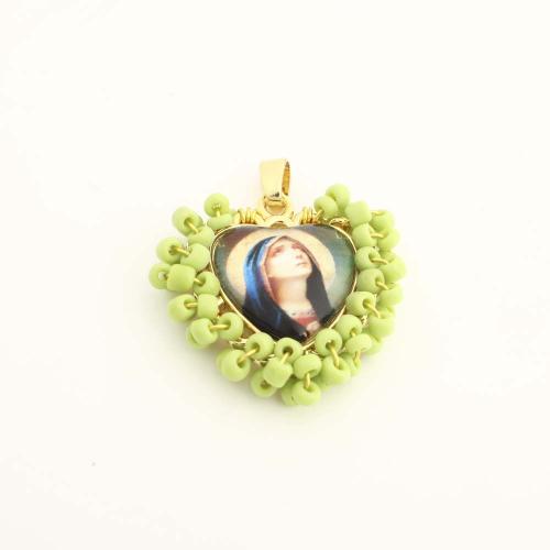 Brass Heart Pendants, with Plastic, DIY, golden 