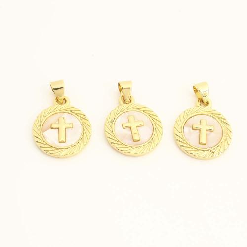Bijoux pendentifs en laiton, avec coquille, DIY, doré, Vendu par PC