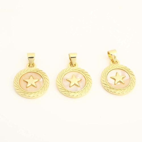 Bijoux pendentifs en laiton, avec coquille, DIY, doré, Vendu par PC