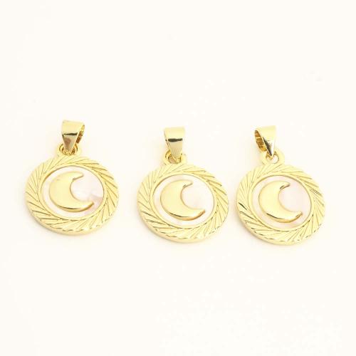 Bijoux pendentifs en laiton, avec coquille, DIY, doré, Vendu par PC
