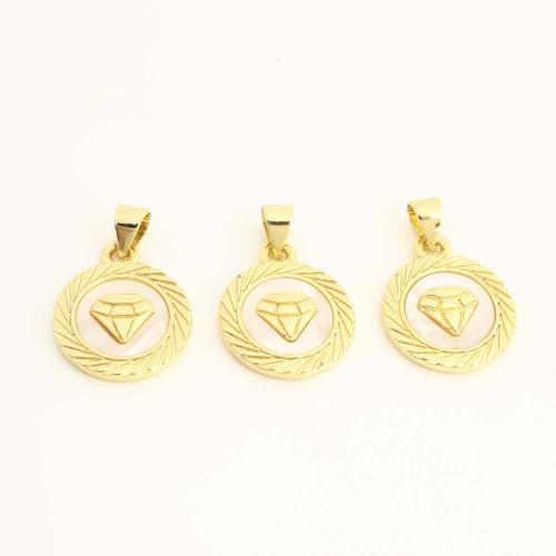 Bijoux pendentifs en laiton, avec coquille, DIY, doré, Vendu par PC