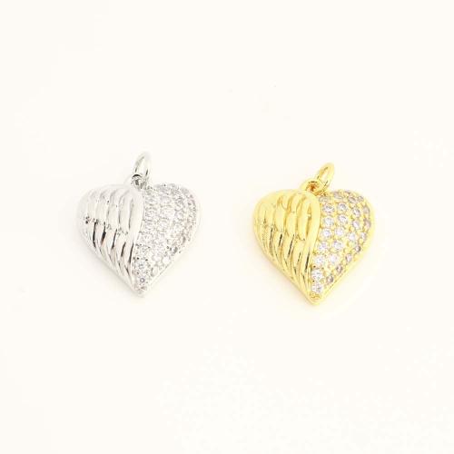 Cubique Pendentif en laiton zircon pavent, coeur, DIY & pavé de micro zircon, plus de couleurs à choisir, Vendu par PC