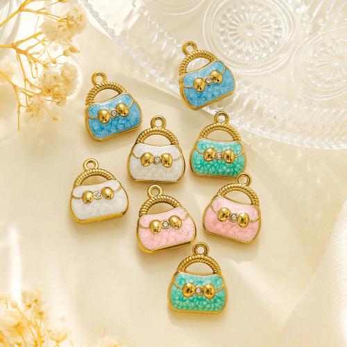 Pendentifs en acier inoxydable émail, Acier inoxydable 304, avec perle de plastique, Placage de couleur d'or, DIY & avec strass, plus de couleurs à choisir Vendu par sac