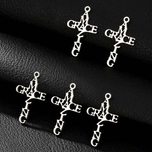 pendentifs En acier inoxydable de Croix , Acier inoxydable 304, Placage de couleur argentée, DIY, argent, Vendu par PC
