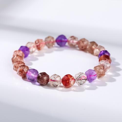 Cristal naturel bracelet, bijoux de mode, couleurs mélangées, 8mm, Vendu par PC