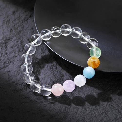 Bracelets quartz, Cristal naturel, Rond, bijoux de mode, couleurs mélangées, 10mm, Vendu par PC