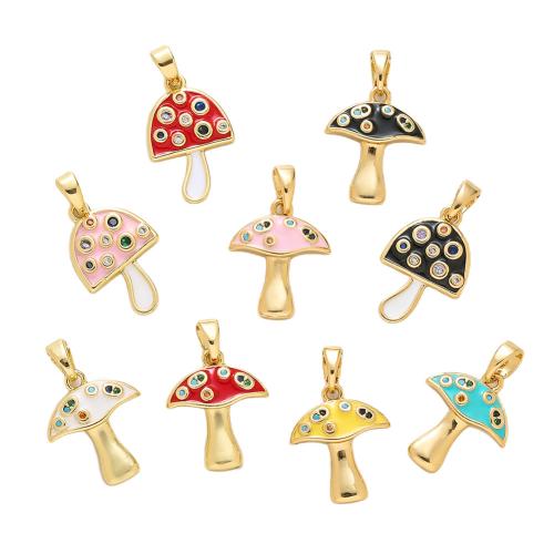 Cubique Pendentif en laiton zircon pavent, avec cristal, champignon, Placage, DIY & pavé de micro zircon & émail, plus de couleurs à choisir, Vendu par PC
