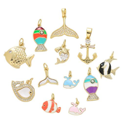 Cubique Pendentif en laiton zircon pavent, Placage, DIY & pavé de micro zircon & émail, plus de couleurs à choisir, Vendu par PC