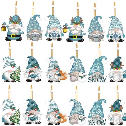 Wood Christmas Tree Decoration, 18 pieces & Christmas Design 
