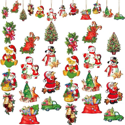 bois Décoration d’arbre de Noël, Impression, quantité différente pour le choix & styles différents pour le choix, Vendu par fixé[