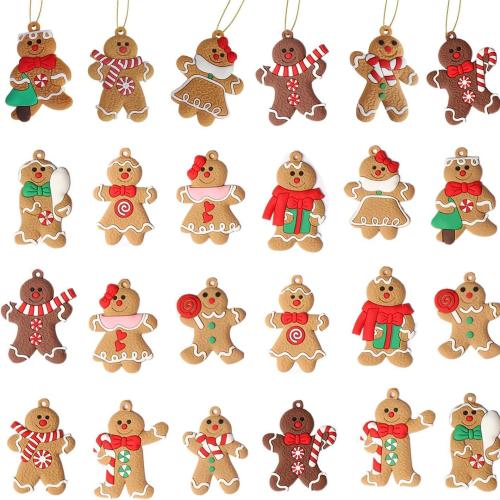 bois Décoration d’arbre de Noël, Gingerbread Man, Impression, quantité différente pour le choix, Vendu par fixé[