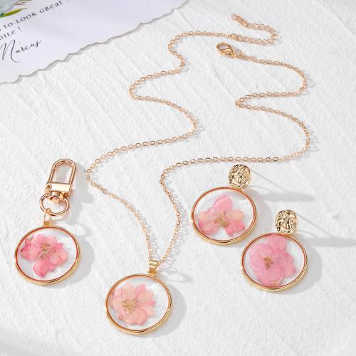 Resin Jewelry Set, with Dried Flower & Zinc Alloy, epoxy gel, fashion jewelry 