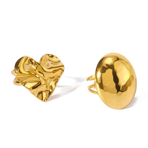 Bague en acier inoxydable, Acier inoxydable 304, Plaqué or 18K, styles différents pour le choix & pour femme & creux, Vendu par PC