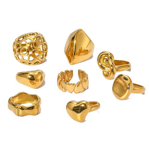Bague en acier inoxydable, Acier inoxydable 304, Placage, bijoux de mode & styles différents pour le choix & pour femme, doré Vendu par PC