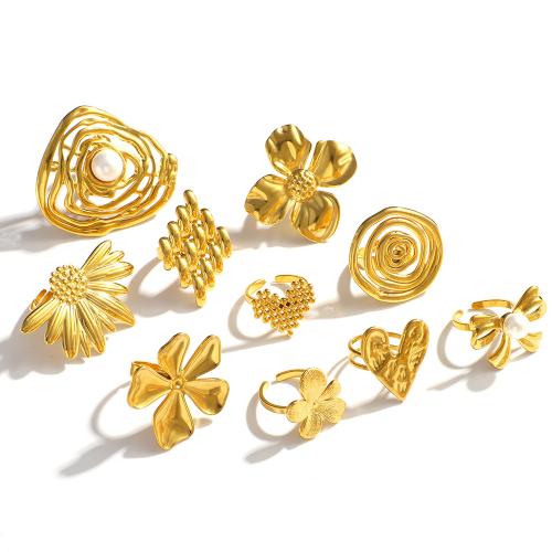 Bague en acier inoxydable, Acier inoxydable 304, Plaqué or 18K, bijoux de mode & styles différents pour le choix & pour femme, Vendu par PC