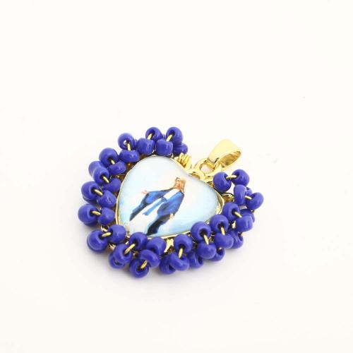 Bijoux pendentifs en laiton, avec plastique, coeur, DIY, doré, Vendu par PC