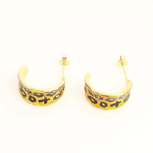 Латуни Стад Серьги, Латунь, ювелирные изделия моды & Женский & эмаль, Золотой, продается Пара