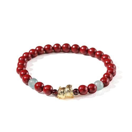 Cinnabaris Armband, mit Messing, Modeschmuck, keine, 6mm, verkauft von PC