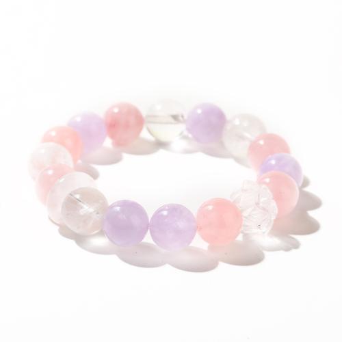 Bracelets quartz, Cristal naturel, bijoux de mode, couleurs mélangées, 12mm, Vendu par PC