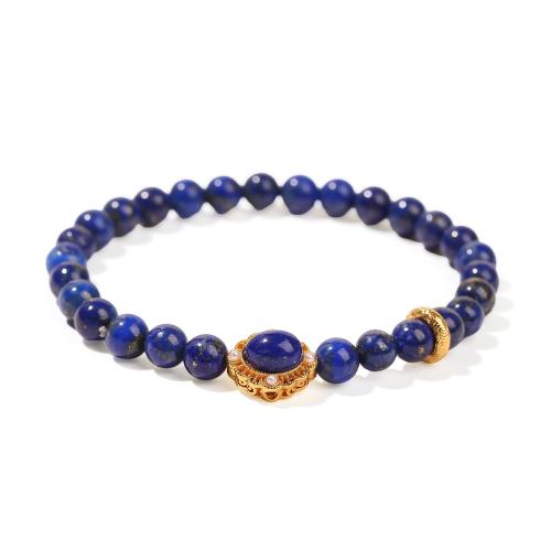 Lapislazuli Armband, mit Kunststoff Perlen & Messing, rund, Modeschmuck, gemischte Farben, 6mm, verkauft von PC