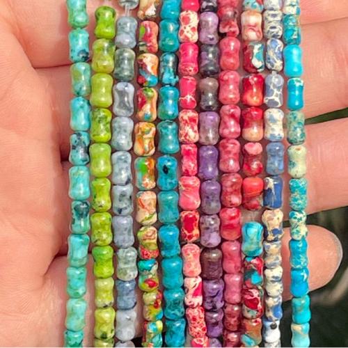 Perle empereur Pierre , Jaspe d'impression, bambou, DIY, plus de couleurs à choisir Environ 30-35 cm, Vendu par brin