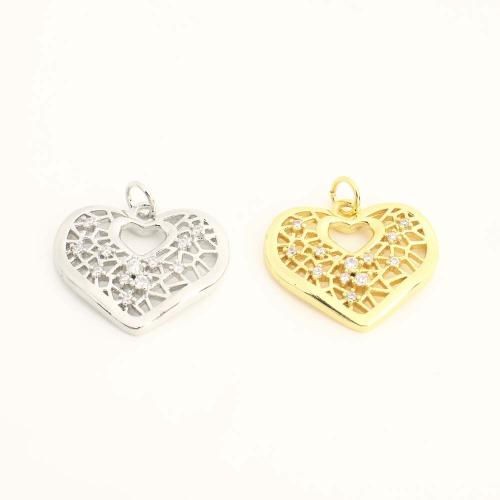 Cubique Pendentif en laiton zircon pavent, coeur, DIY & pavé de micro zircon & creux, plus de couleurs à choisir, Vendu par PC