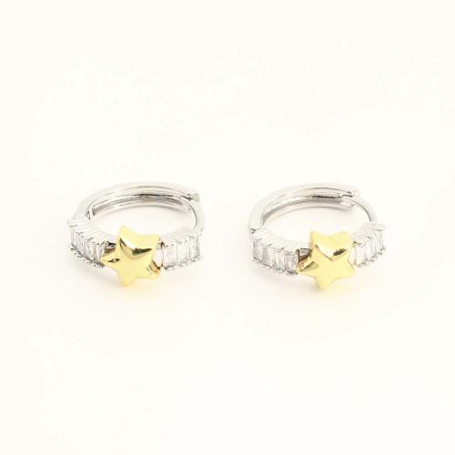 Латунь Основа для сережки, ювелирные изделия моды & инкрустированное микро кубического циркония & Женский, оригинальный цвет, продается PC